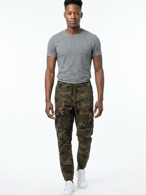 CSG Ripstop Men's L Camo Cargo Jogger Utility Elastic Drawstring Waist Pants